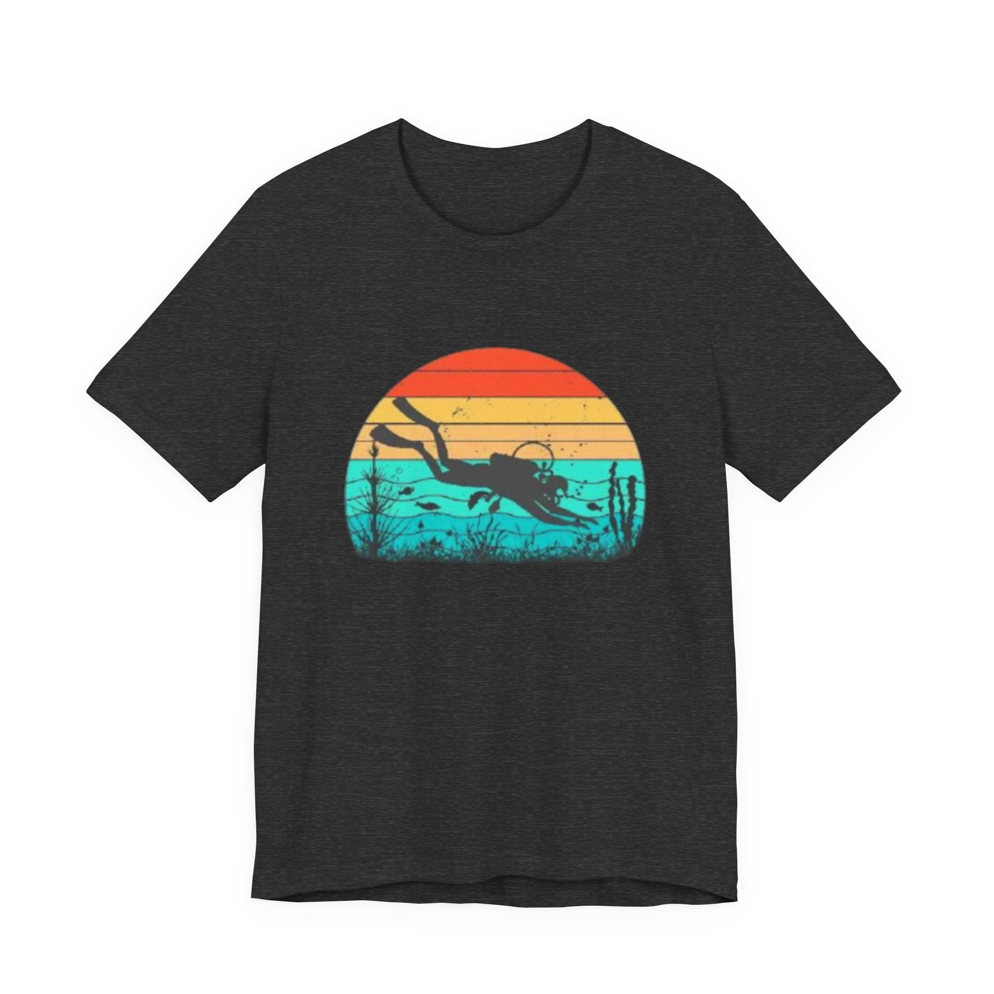 Retro Sunset Diver Tee, Beach Lover Shirt, Gift for Scuba Divers, Summer Graphic Tee