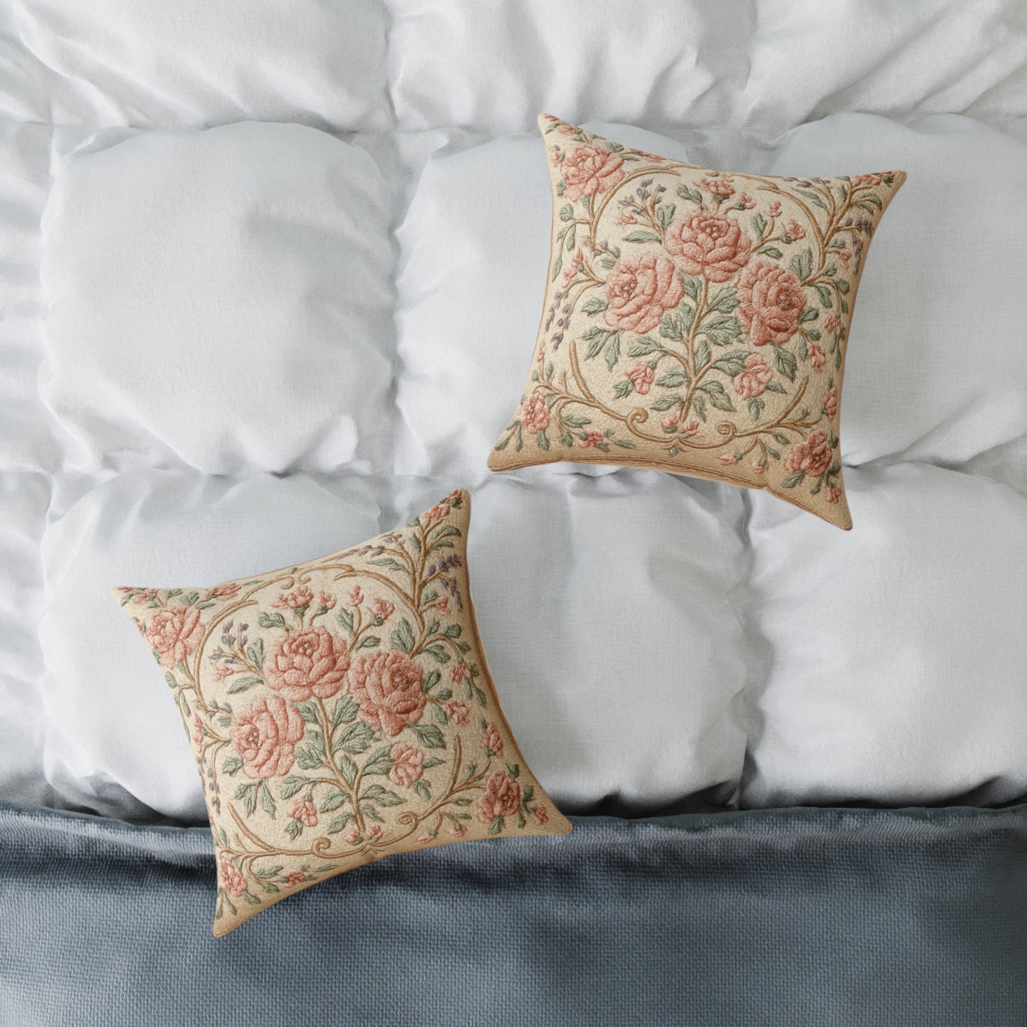 Vintage Floral Canvas Pillow for Cozy Living Rooms, Decorative Cushion for Home Décor, Gift for Housewarming