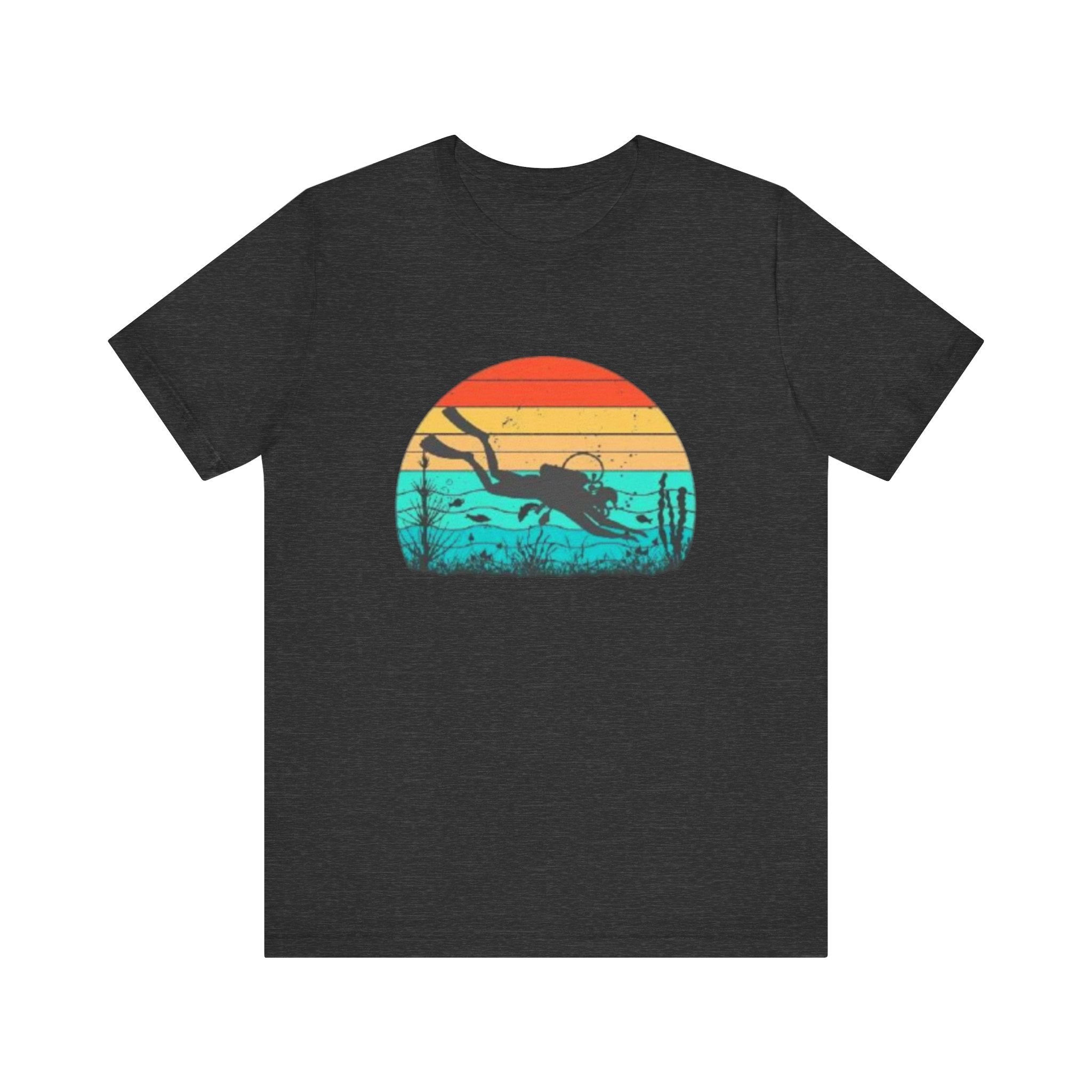 Retro Sunset Diver Tee, Beach Lover Shirt, Gift for Scuba Divers, Summer Graphic Tee