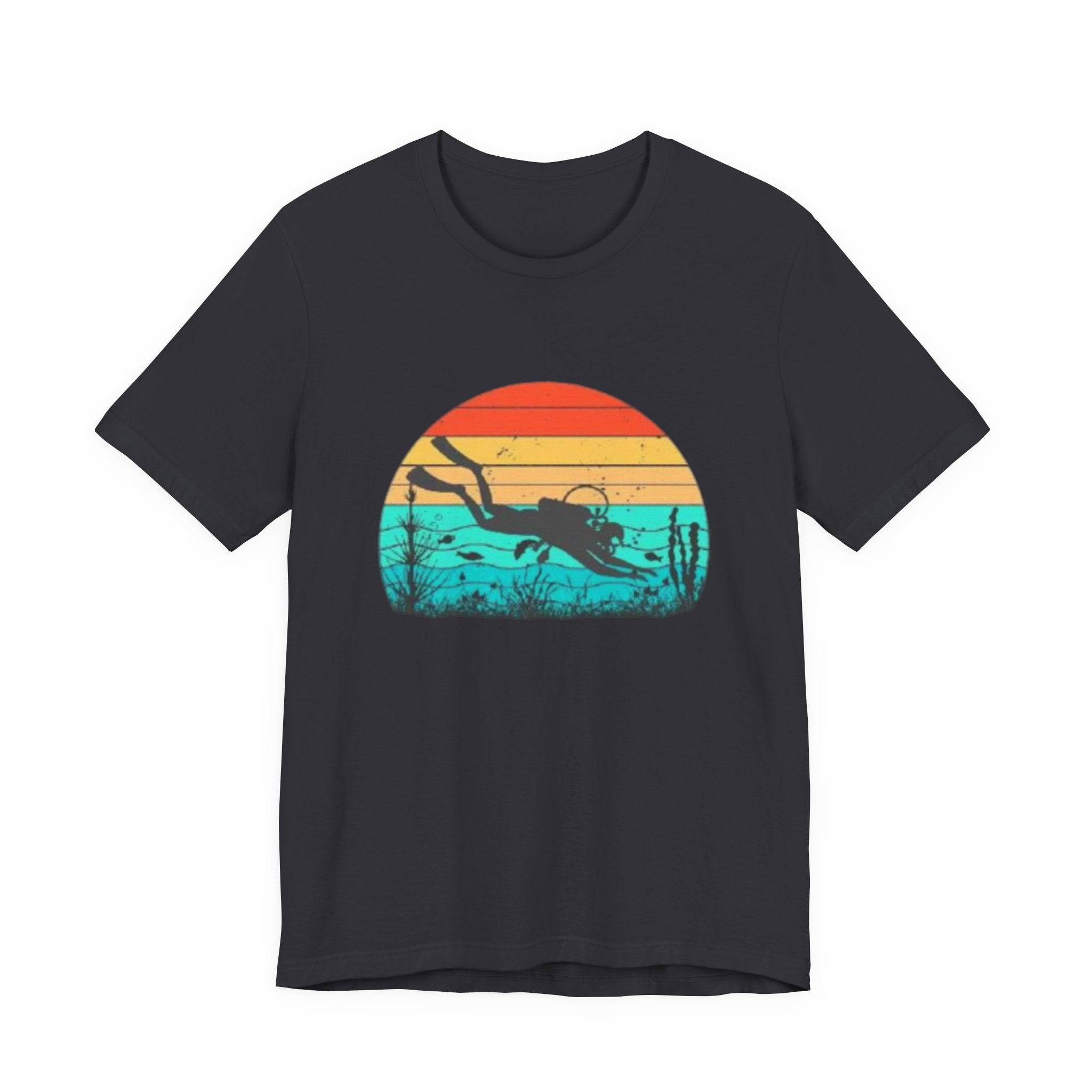 Retro Sunset Diver Tee, Beach Lover Shirt, Gift for Scuba Divers, Summer Graphic Tee