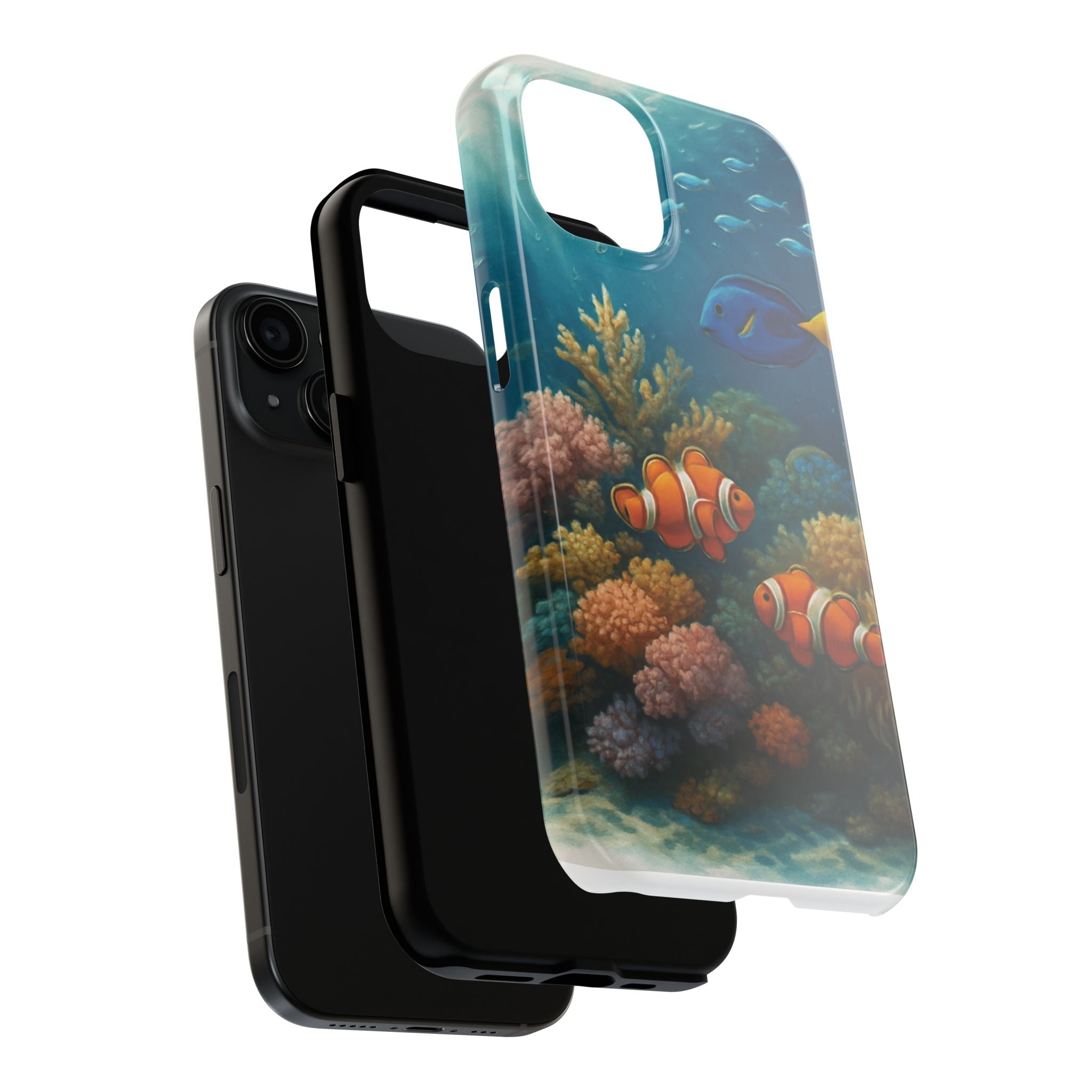 Vibrant Ocean-Themed Tough Phone Case | Cute Clownfish & Coral, Beach Lover Gift, Underwater Decor, Durable & Stylish Protection