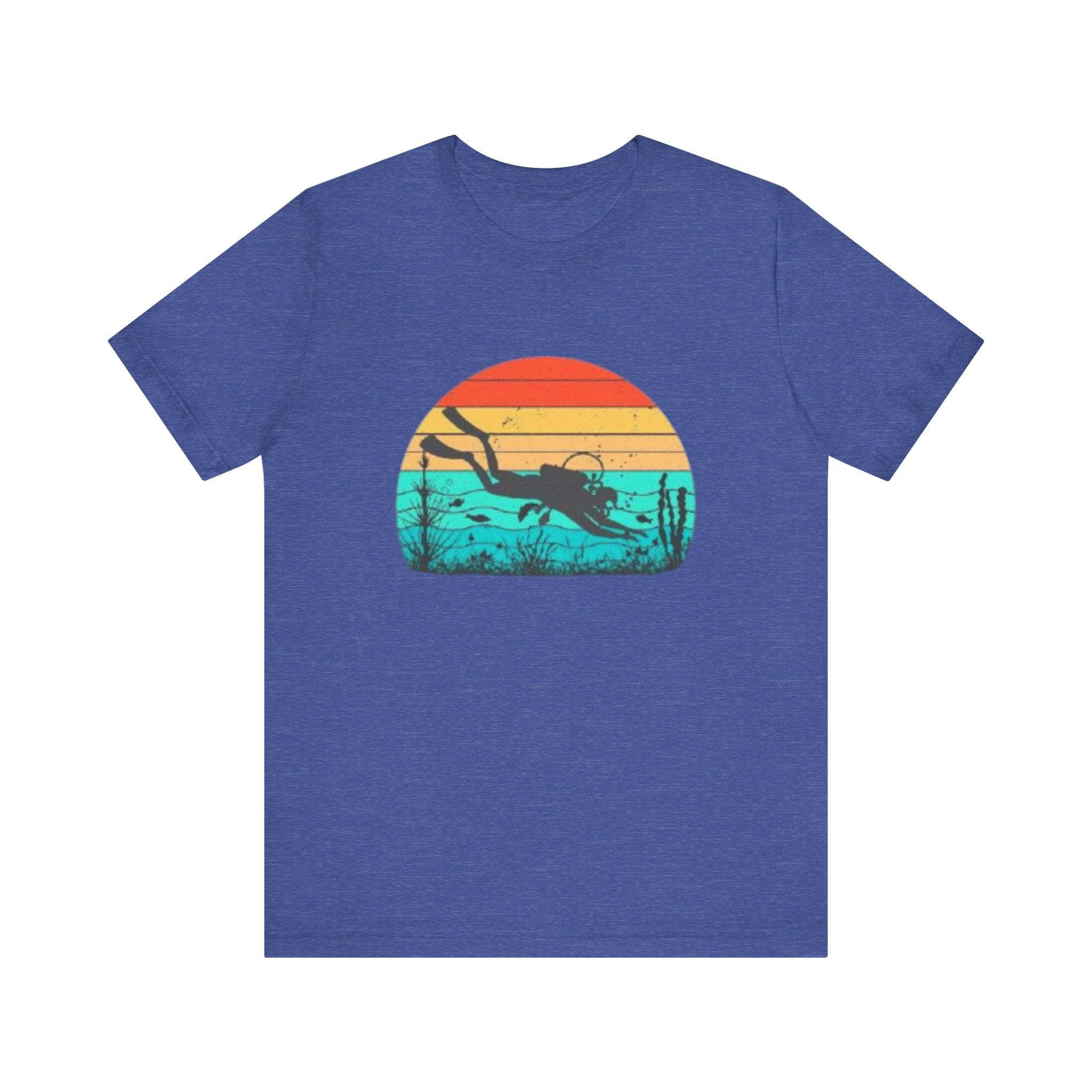 Retro Sunset Diver Tee, Beach Lover Shirt, Gift for Scuba Divers, Summer Graphic Tee