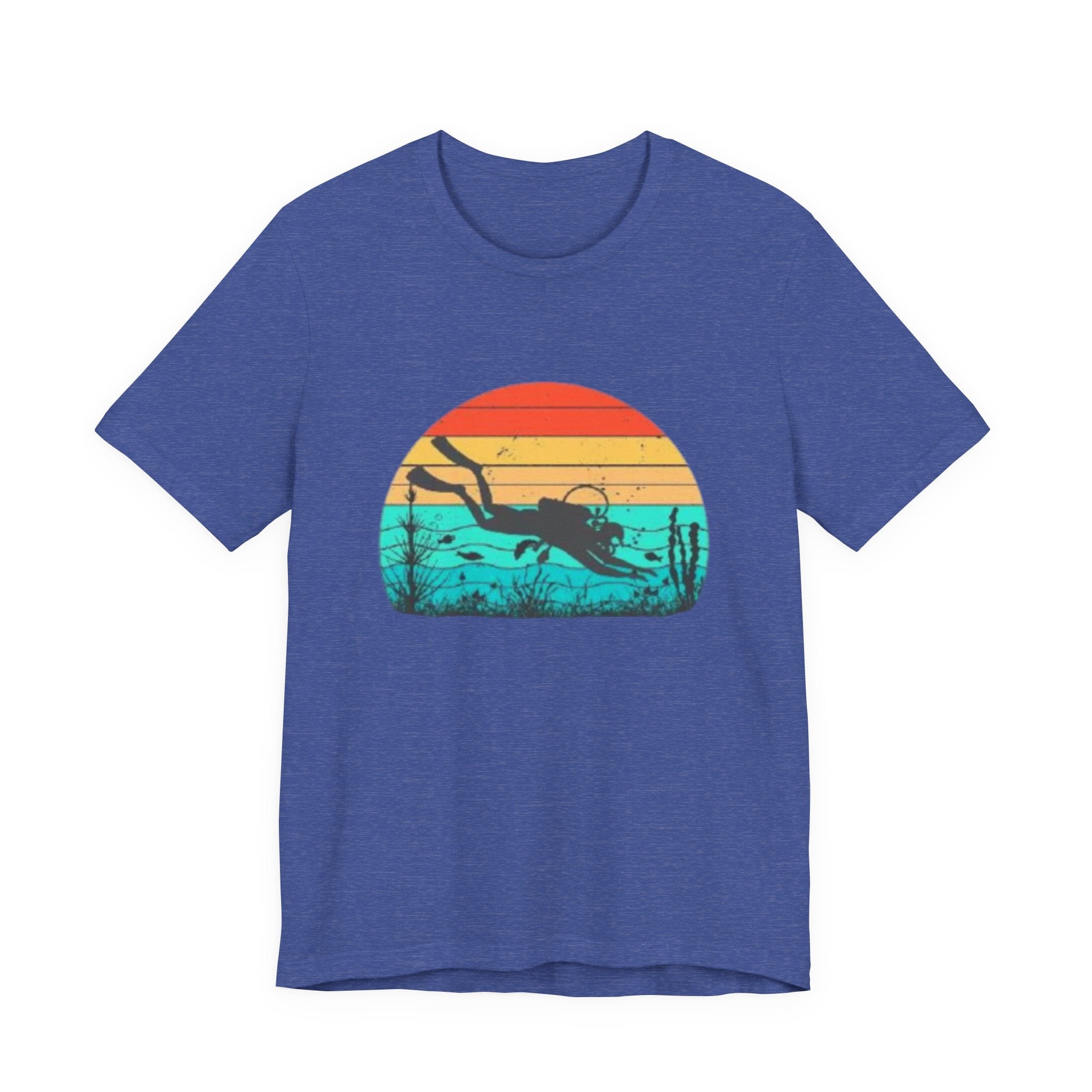 Retro Sunset Diver Tee, Beach Lover Shirt, Gift for Scuba Divers, Summer Graphic Tee