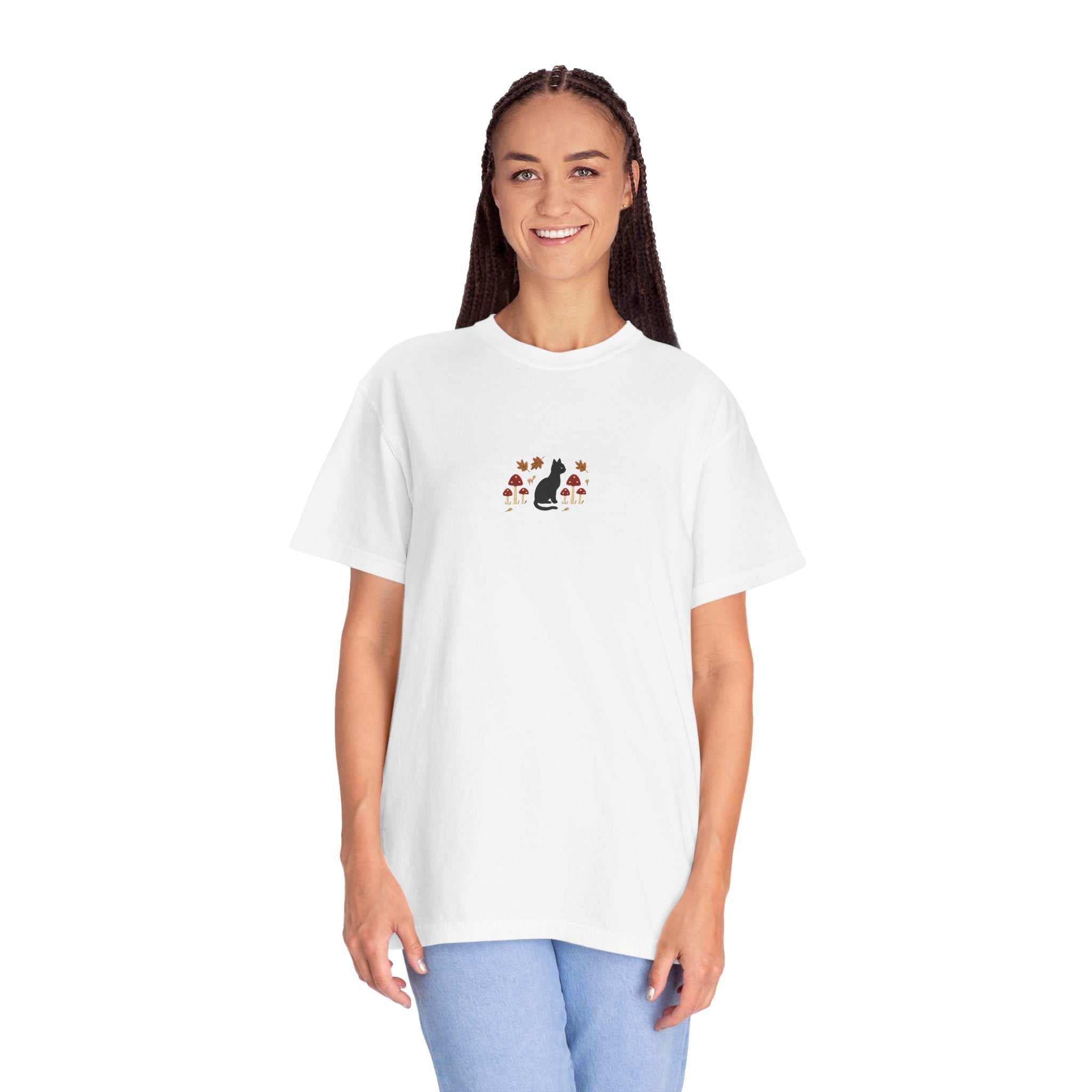 Cat Floral Unisex Garment-Dyed T-Shirt, Cozy Tee, Cat Lover Gift, Casual Wear, Unique Design, Everyday Fashion