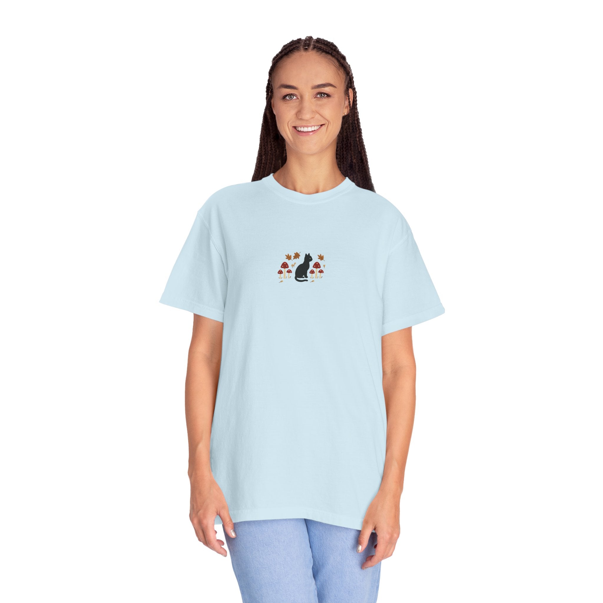 Cat Floral Unisex Garment-Dyed T-Shirt, Cozy Tee, Cat Lover Gift, Casual Wear, Unique Design, Everyday Fashion