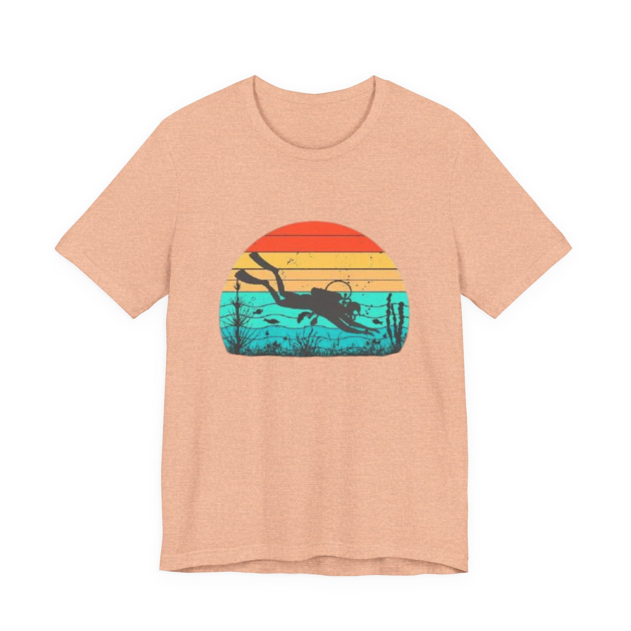 Retro Sunset Diver Tee, Beach Lover Shirt, Gift for Scuba Divers, Summer Graphic Tee
