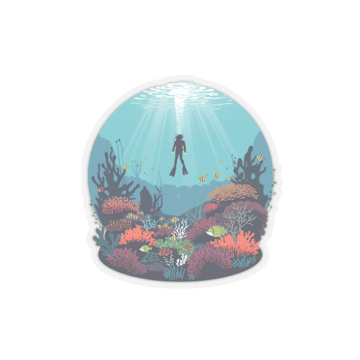 Underwater Adventure Kiss-Cut Stickers, Ocean Decor, Scuba Diving Stickers, Laptop Stickers, Water Bottle Decals, Marine Life Art