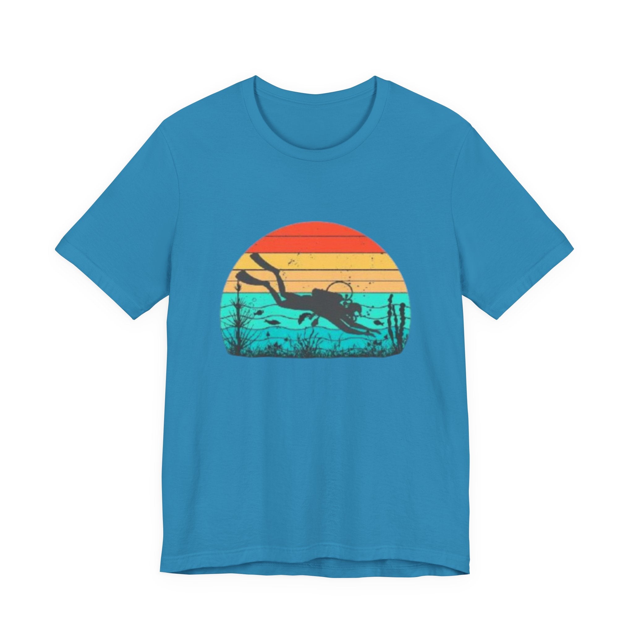 Retro Sunset Diver Tee, Beach Lover Shirt, Gift for Scuba Divers, Summer Graphic Tee