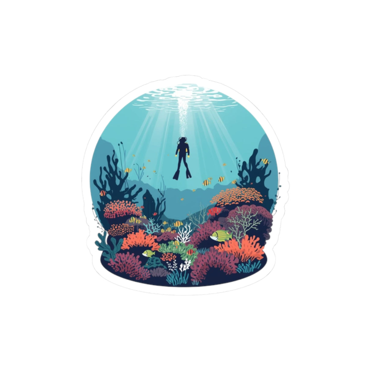 Underwater Adventure Kiss-Cut Stickers, Ocean Decor, Scuba Diving Stickers, Laptop Stickers, Water Bottle Decals, Marine Life Art