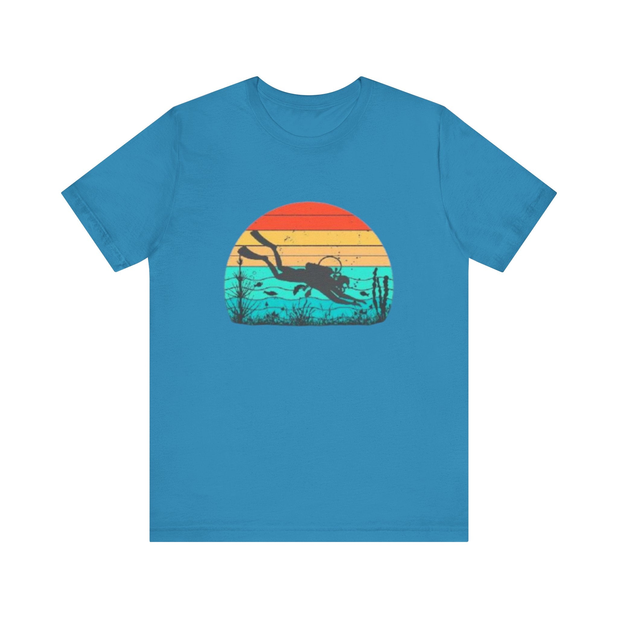 Retro Sunset Diver Tee, Beach Lover Shirt, Gift for Scuba Divers, Summer Graphic Tee