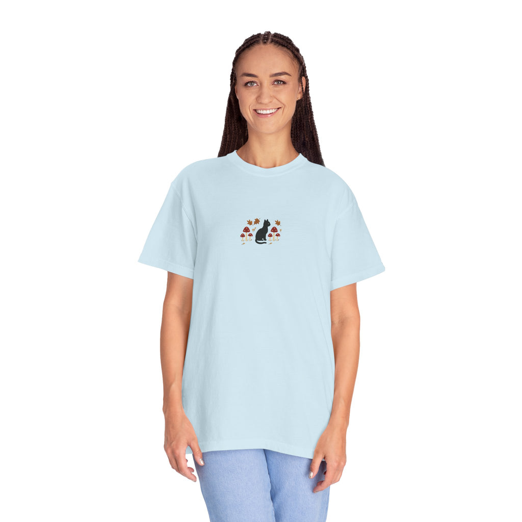 Cat Floral Unisex Garment-Dyed T-Shirt, Cozy Tee, Cat Lover Gift, Casual Wear, Unique Design, Everyday Fashion